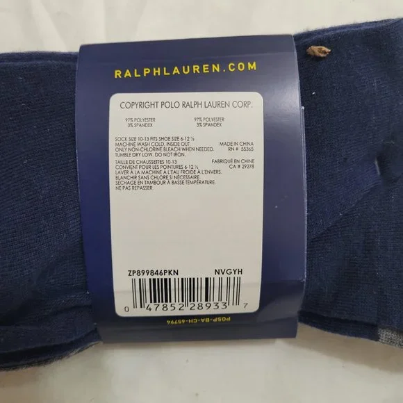 Polo Ralph Lauren 3-Pair Argyle Diamond Solid Super Soft Dress Socks Navy Blue - Picture 5 of 5